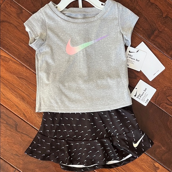 Nike Other - Nike Gray Top and Black Skirt with built in shorts Set
